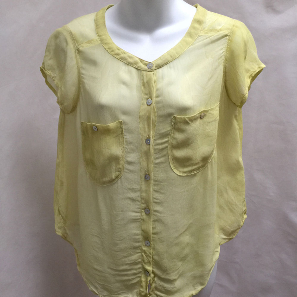 We The Free People XS Yellow Sheer Open Back Top